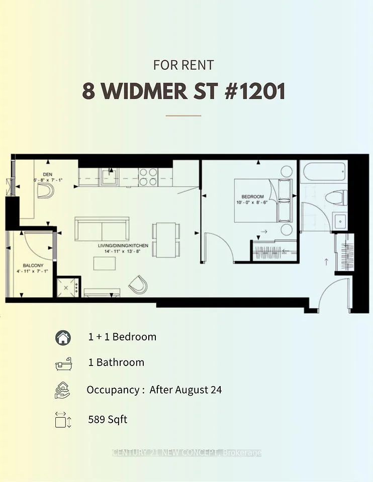8 Widmer Street 1201, Toronto C01, On M5v 0w6