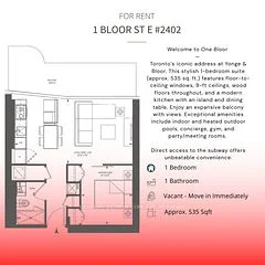 1 Bloor Street E 2402, Toronto C08, ON M4W 1A8